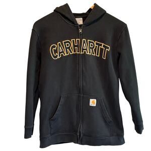 Carhartt Black Zip Front Logo Hoodie - size Large Kid's